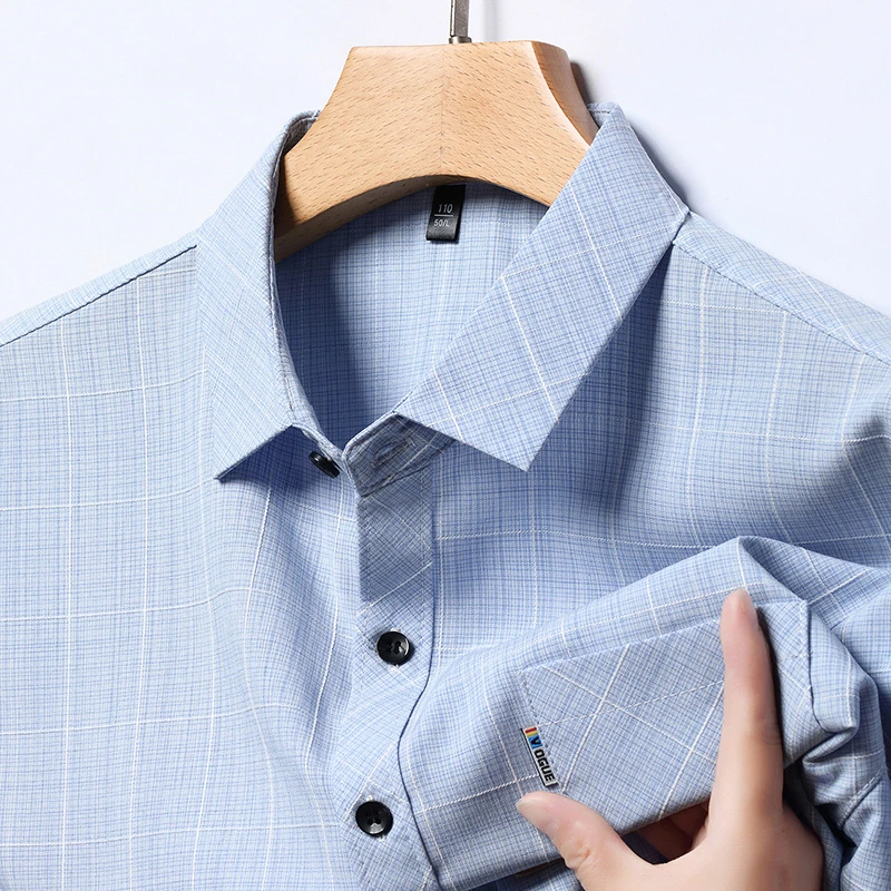 New Men's Business Casual Short Sleeved Printed Shirt with Wrinkle Resistance No Ironing Comfortable All Season Versatile Top