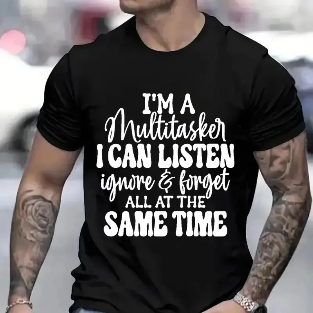 3D printed pattern fun T-shirt, men's and women's fashion pattern T-shirt, black T-shirt summer short sleeved top
