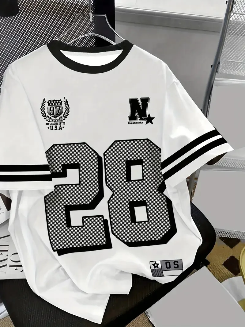 2025 Summer New Men's T-Shirt Breathable Casual Sporty Digital Print Outdoor Street Men's Wear