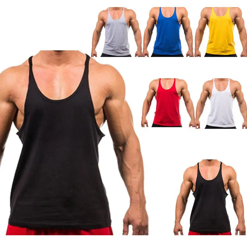 New Style Jogger Gym Singlet Training Bodybuilding Tank Top Vest Shirt Sleeveless Fitness Cotton Shirt For Men