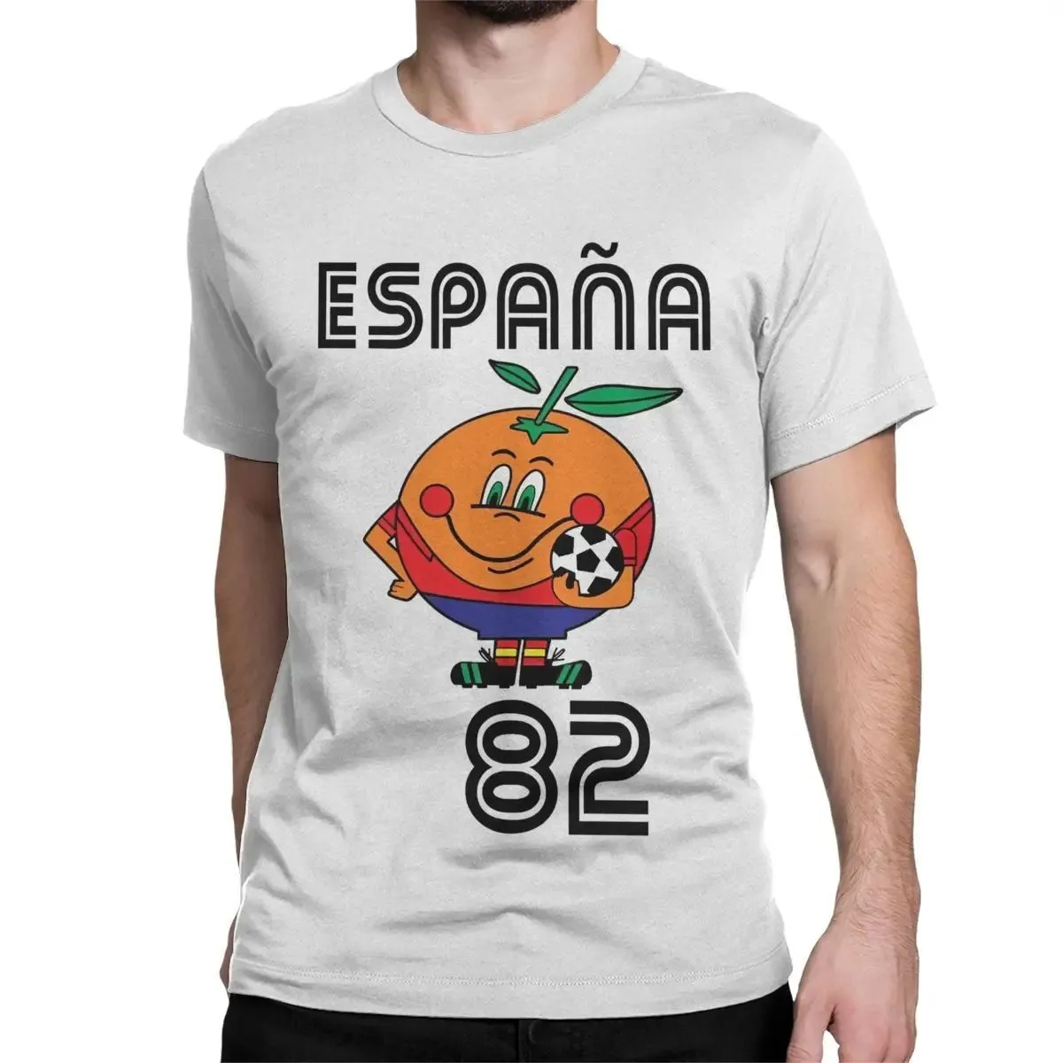 Naranjito T-shirt Men's High Quality Round Neck Spain 82 Spanish Mascot 1982 Football T-shirt Top