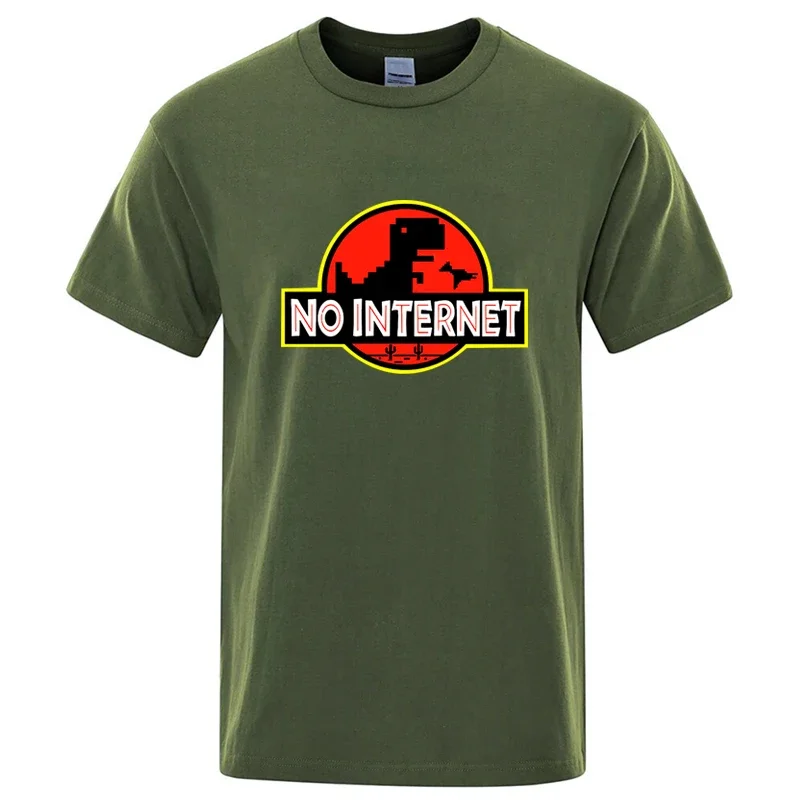 Men's High Quality Cotton Blend Funny Dinosaur Print Summer T Shirt Loose O-neck For Men Tshirt Short Sleeve T-shirt Male Tee