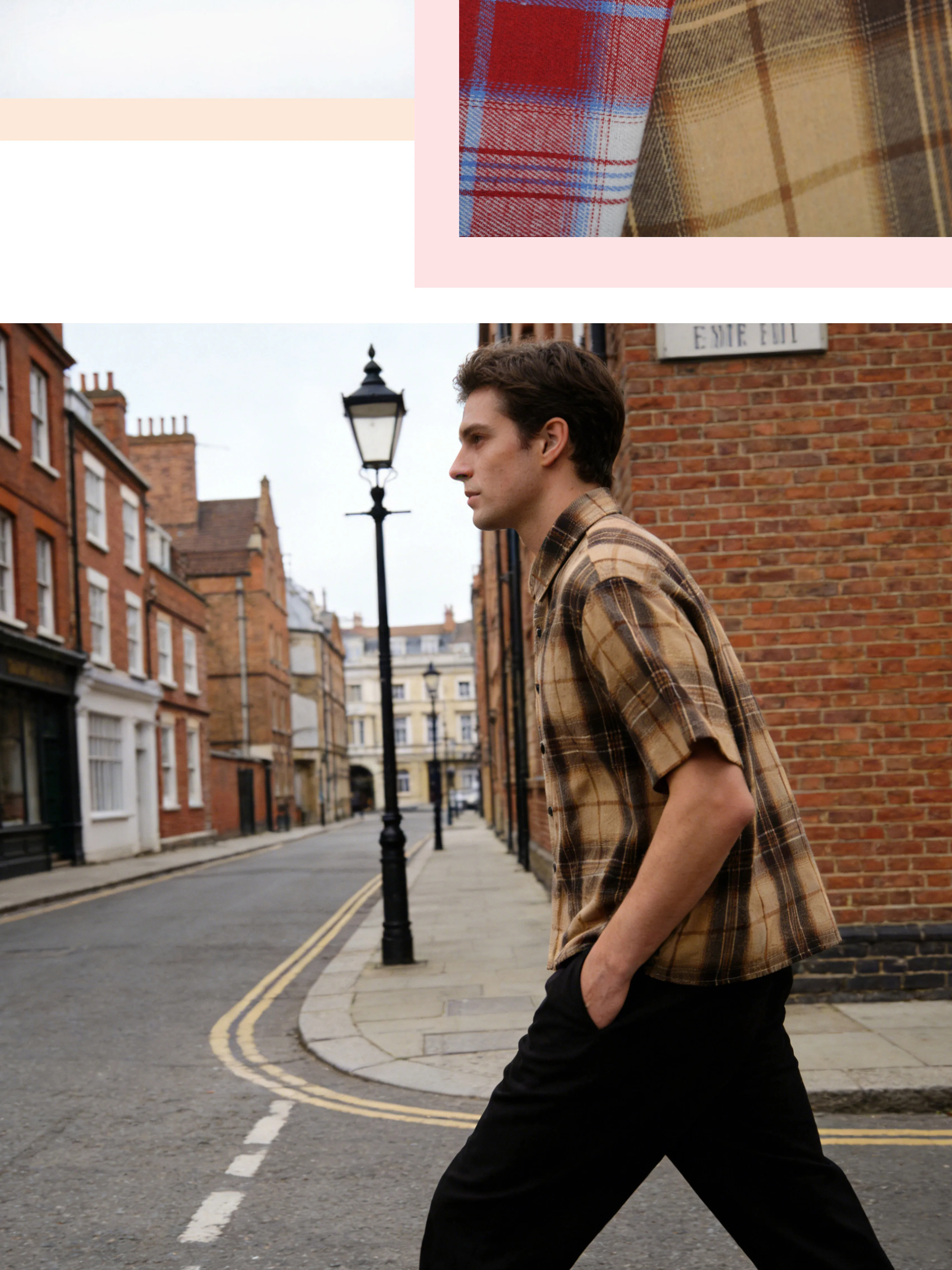 Men's College Style Casual Short Sleeved Checkered Shirt, Suitable For Spring And Autumn Campus Wear And Daily Travel