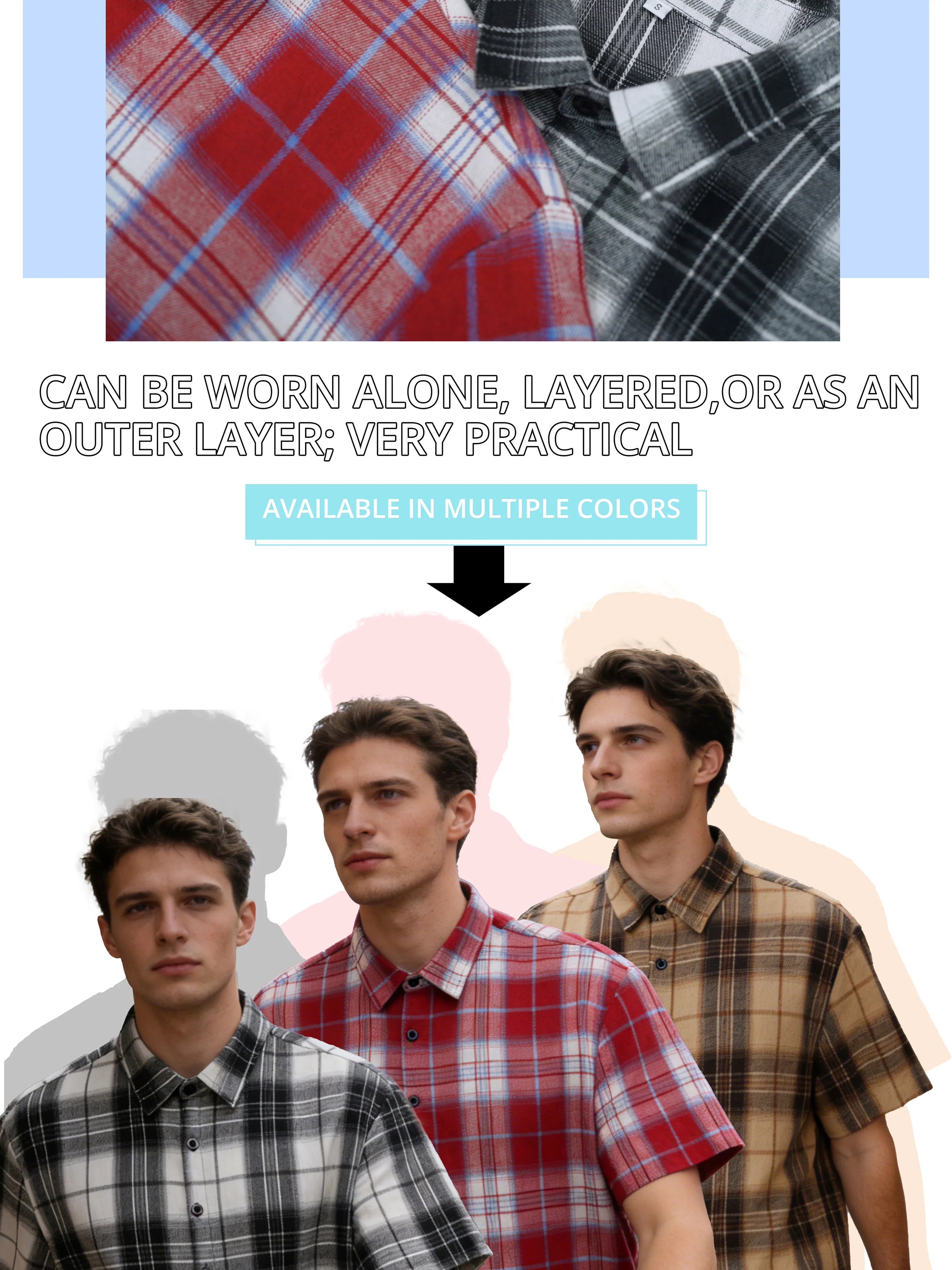 Men's College Style Casual Short Sleeved Checkered Shirt, Suitable For Spring And Autumn Campus Wear And Daily Travel