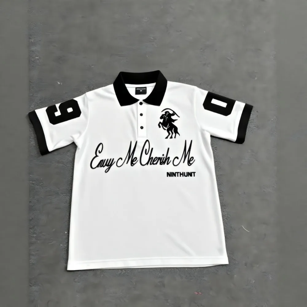 American Men's Summer New Letter Stripe Print Comfortable Breathable Polo Short-Sleeved T-Shirt Outdoor Casual Top