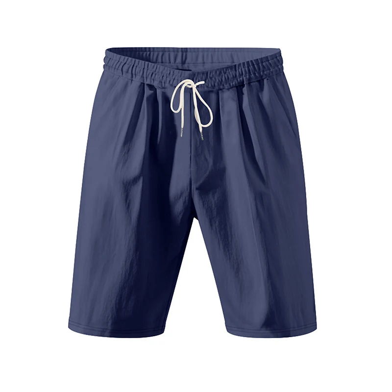New Men's Cotton Linen Shorts Pants Male Summer Breathable Solid Color Linen Trousers Beach Shorts Fitness Streetwear
