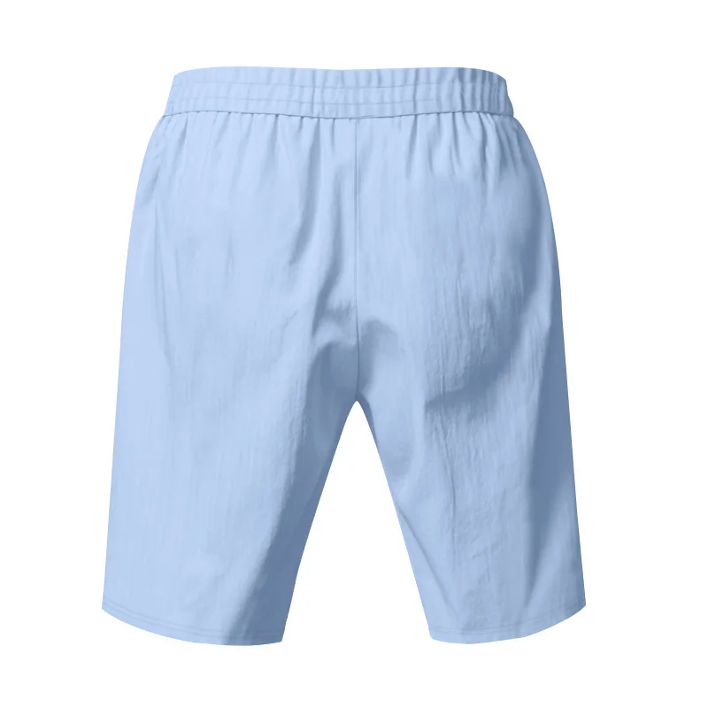 New Men's Cotton Linen Shorts Pants Male Summer Breathable Solid Color Linen Trousers Beach Shorts Fitness Streetwear