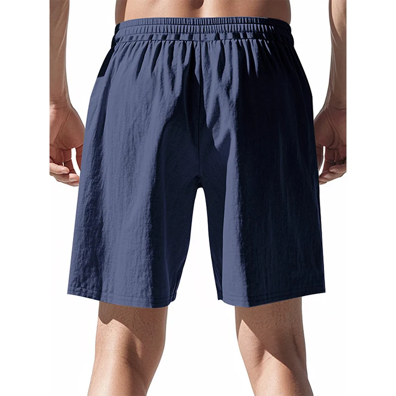 New Men's Cotton Linen Shorts Pants Male Summer Breathable Solid Color Linen Trousers Beach Shorts Fitness Streetwear