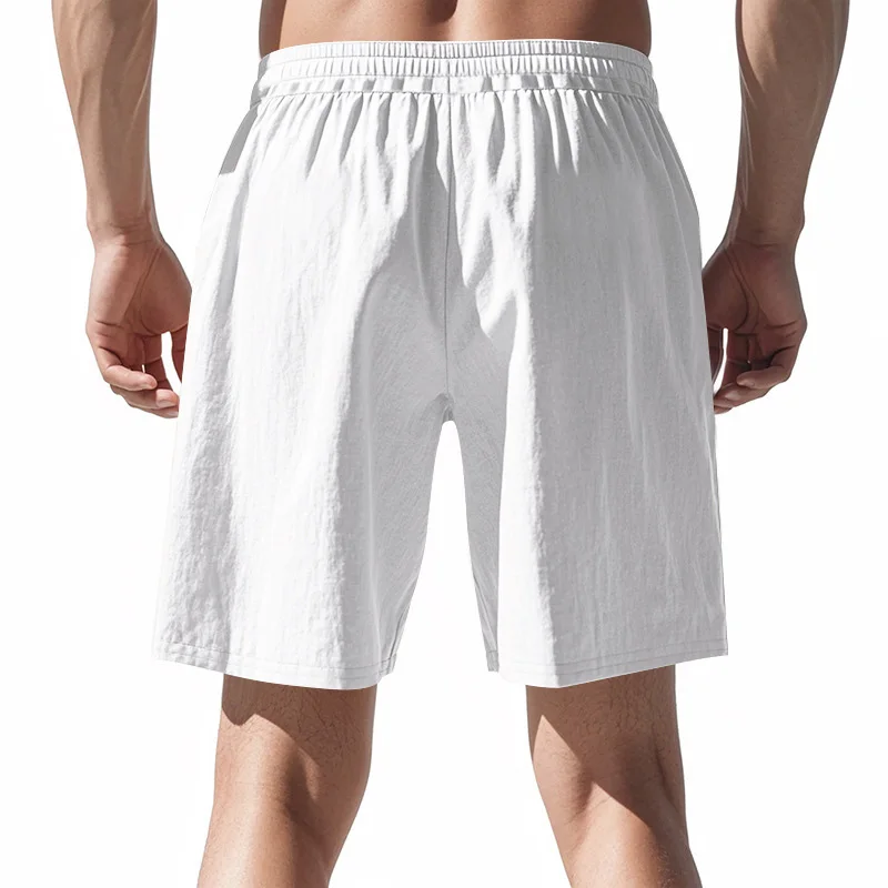 New Men's Cotton Linen Shorts Pants Male Summer Breathable Solid Color Linen Trousers Beach Shorts Fitness Streetwear