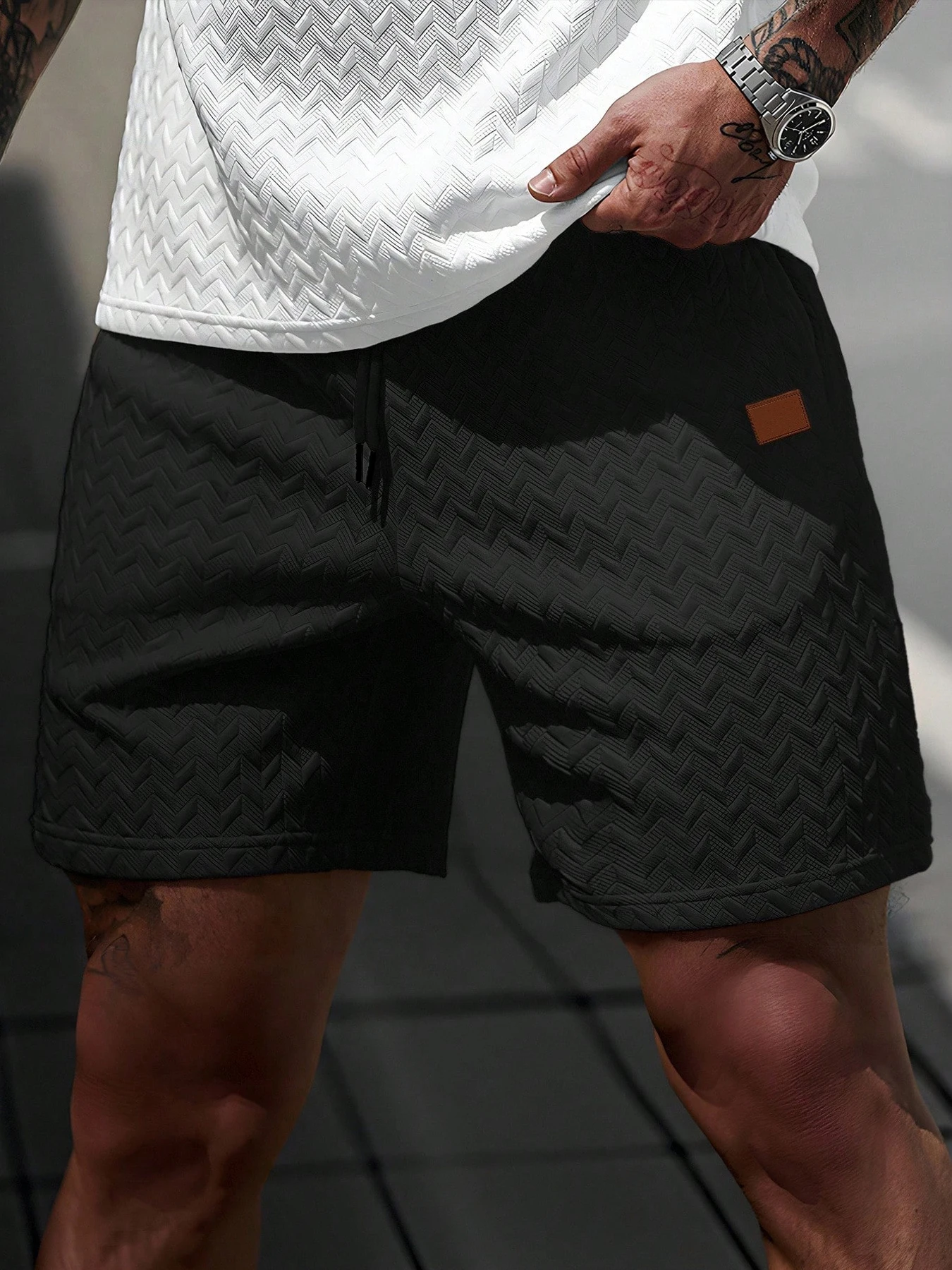 New Summer Casual Sports Shorts: Featuring a knitted, slightly stretchy jacquard design, these solid-colored shorts offer a simp