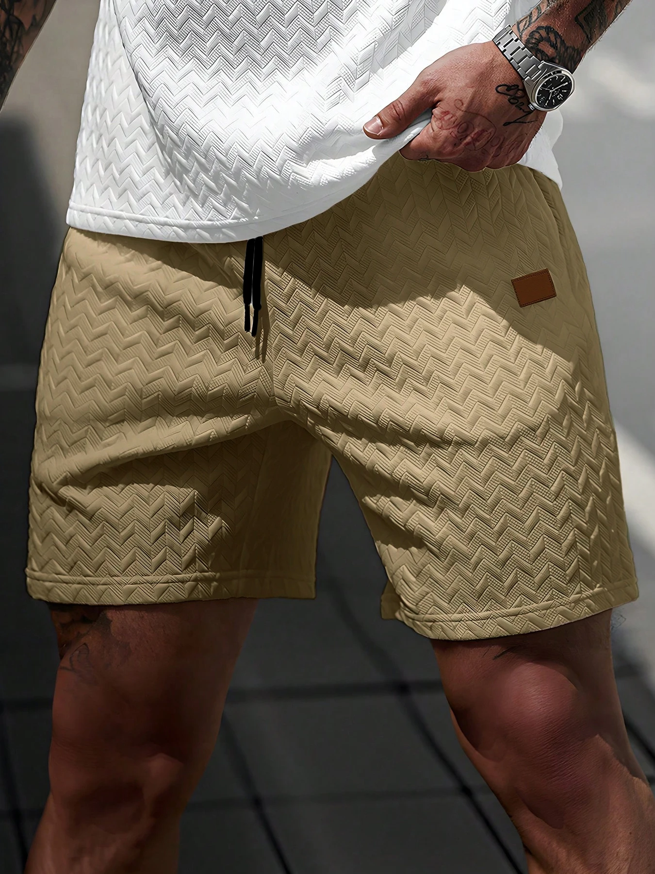 New Summer Casual Sports Shorts: Featuring a knitted, slightly stretchy jacquard design, these solid-colored shorts offer a simp