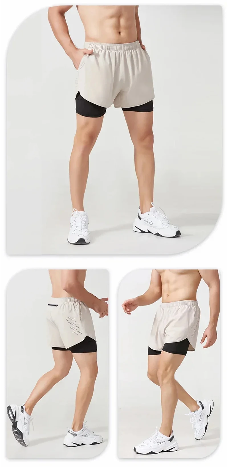 Men's Running Shorts 2025 New Release Gym Fitness 2-in-1 Exercise Summer Quick Dry Trendy Personalized Running Shorts