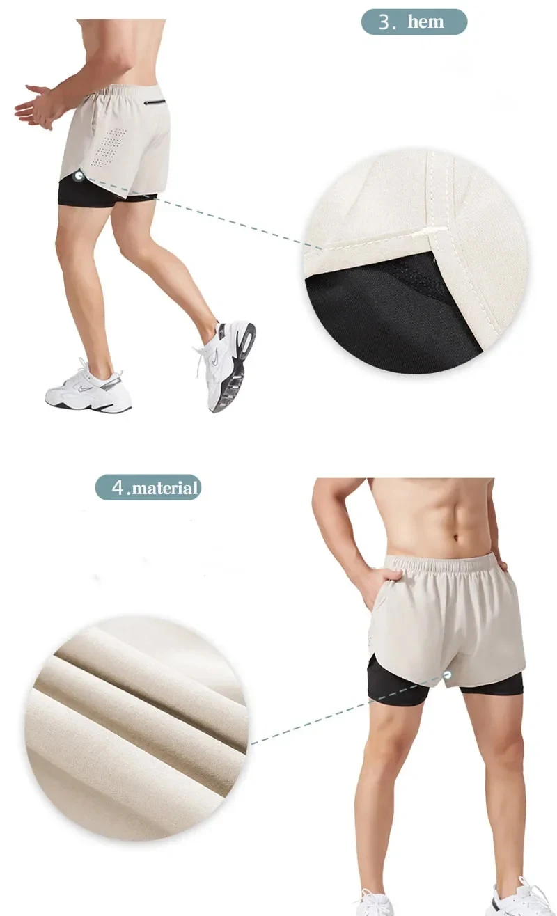 Men's Running Shorts 2025 New Release Gym Fitness 2-in-1 Exercise Summer Quick Dry Trendy Personalized Running Shorts