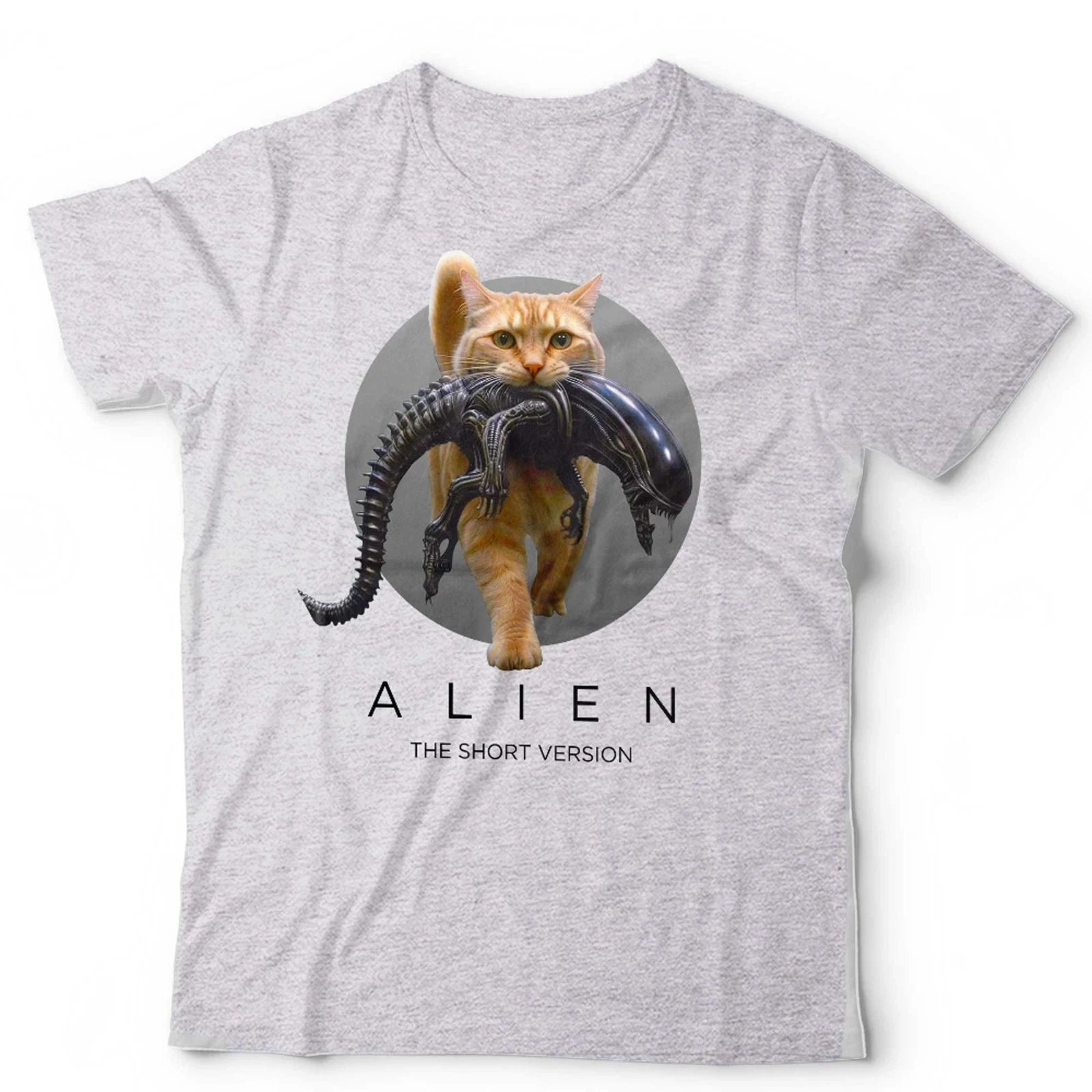 Alien T-shirt for Both Men and Women, Short and Fun Sci-fi Horror Movie, Printed T-shirt for Cat Lovers, Fashionable