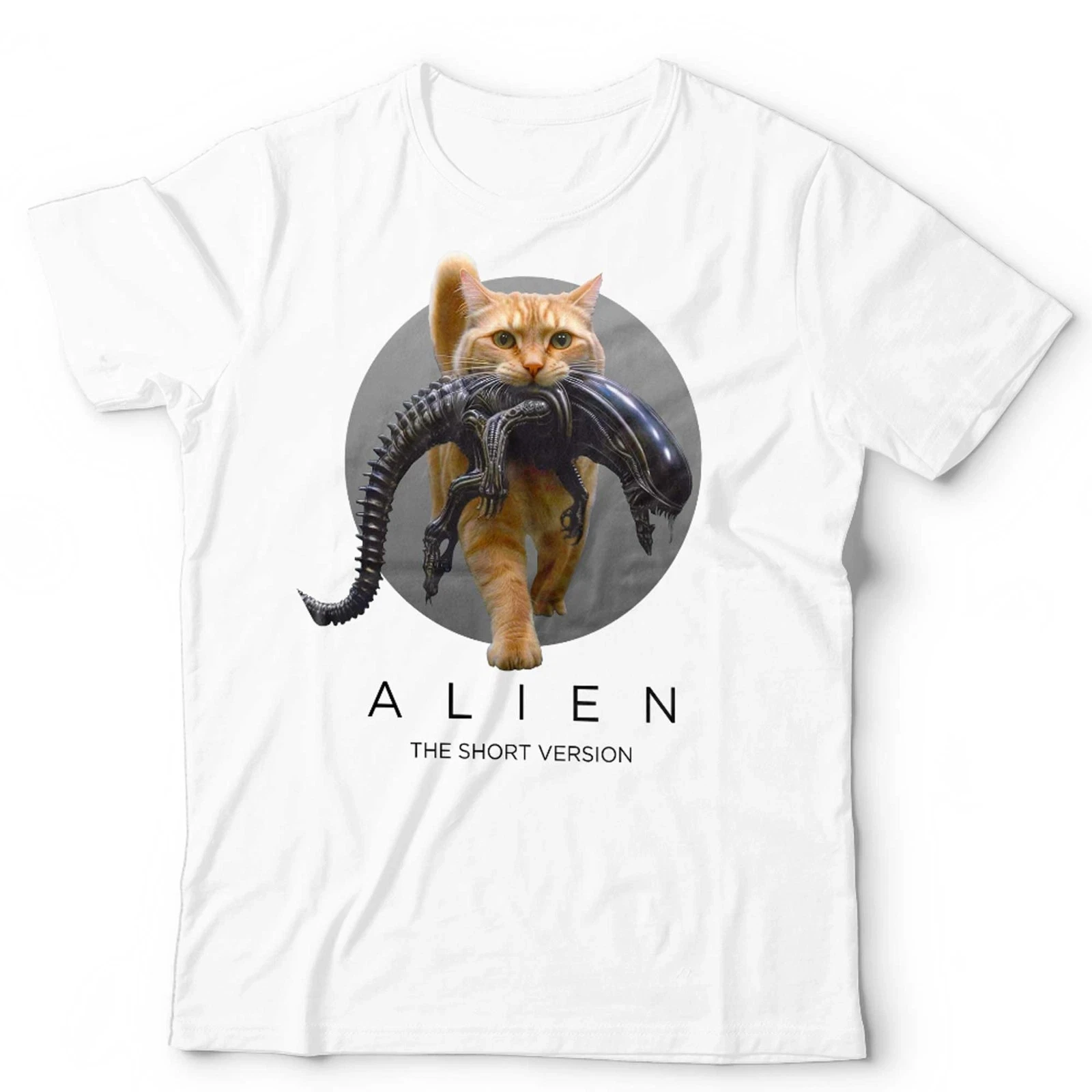 Alien T-shirt for Both Men and Women, Short and Fun Sci-fi Horror Movie, Printed T-shirt for Cat Lovers, Fashionable