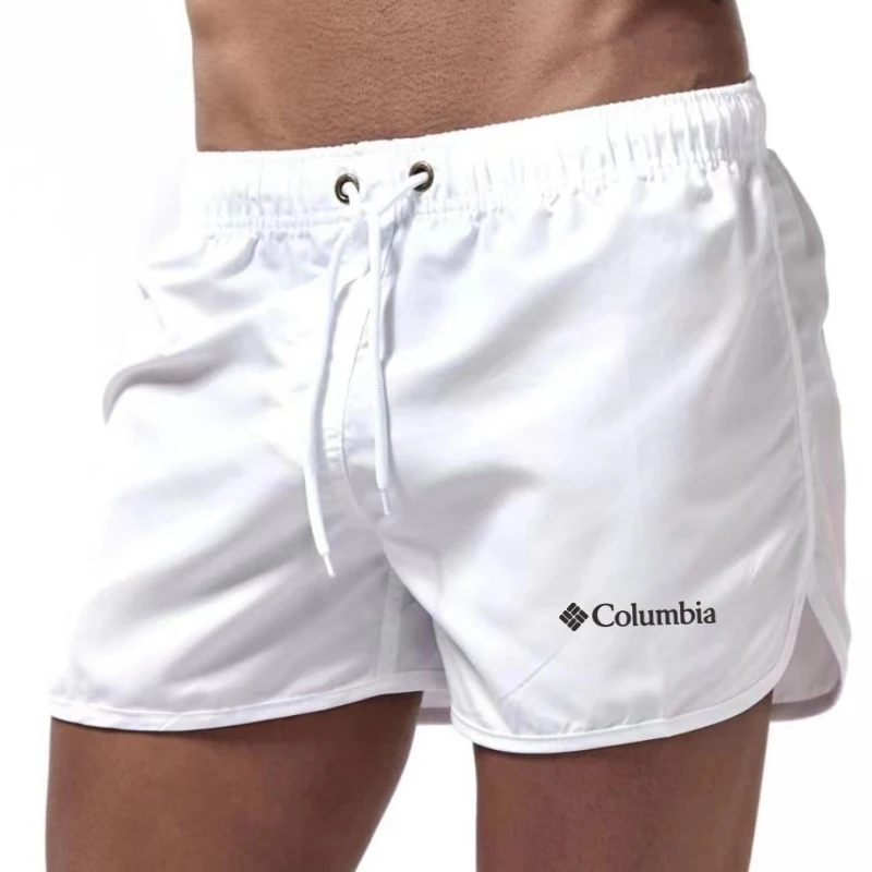 Summer men's swim trunks, quick drying beach shorts, breathable drawstring surfing beach swimsuits