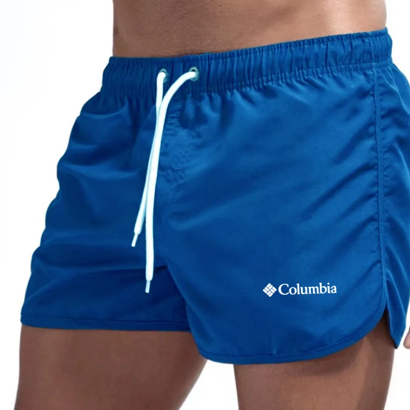 Summer men's swim trunks, quick drying beach shorts, breathable drawstring surfing beach swimsuits