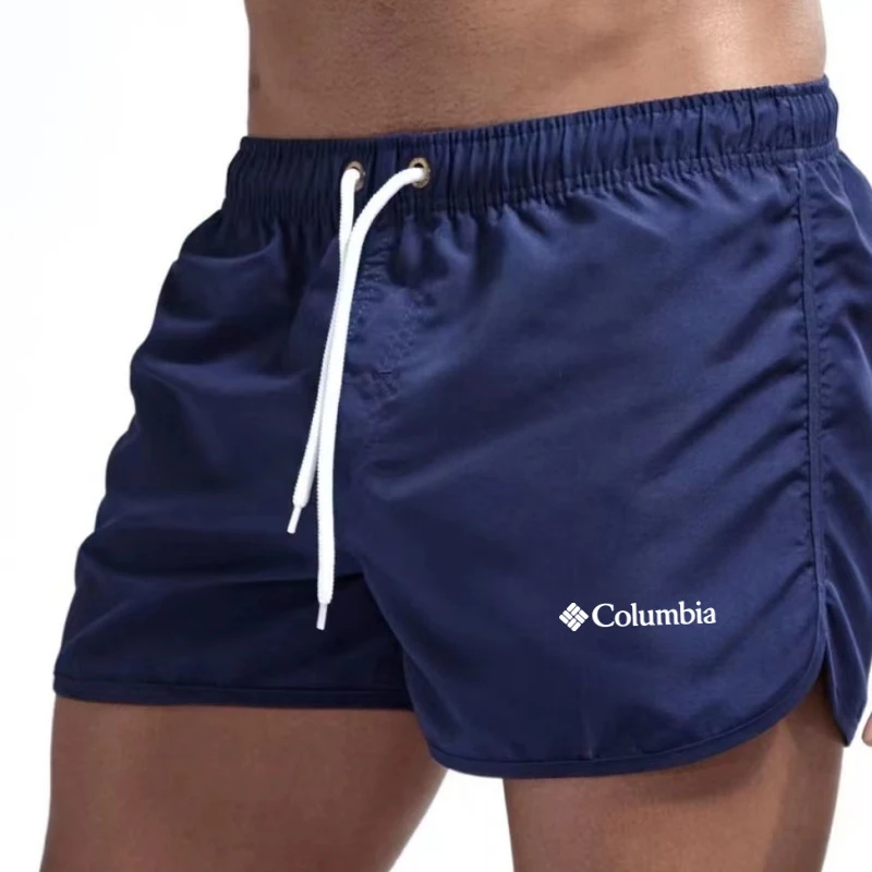 Summer men's swim trunks, quick drying beach shorts, breathable drawstring surfing beach swimsuits