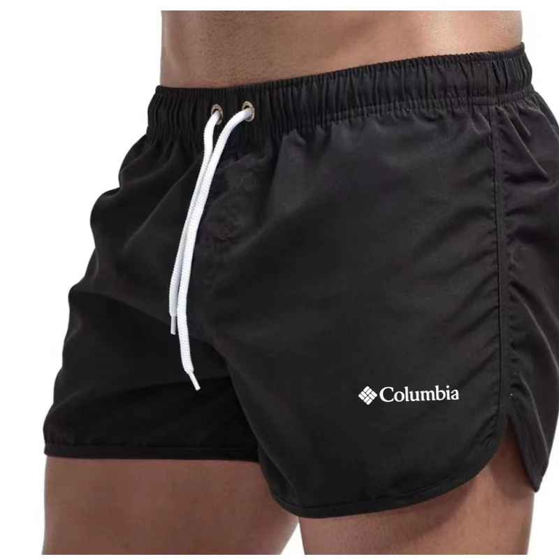 Summer men's swim trunks, quick drying beach shorts, breathable drawstring surfing beach swimsuits