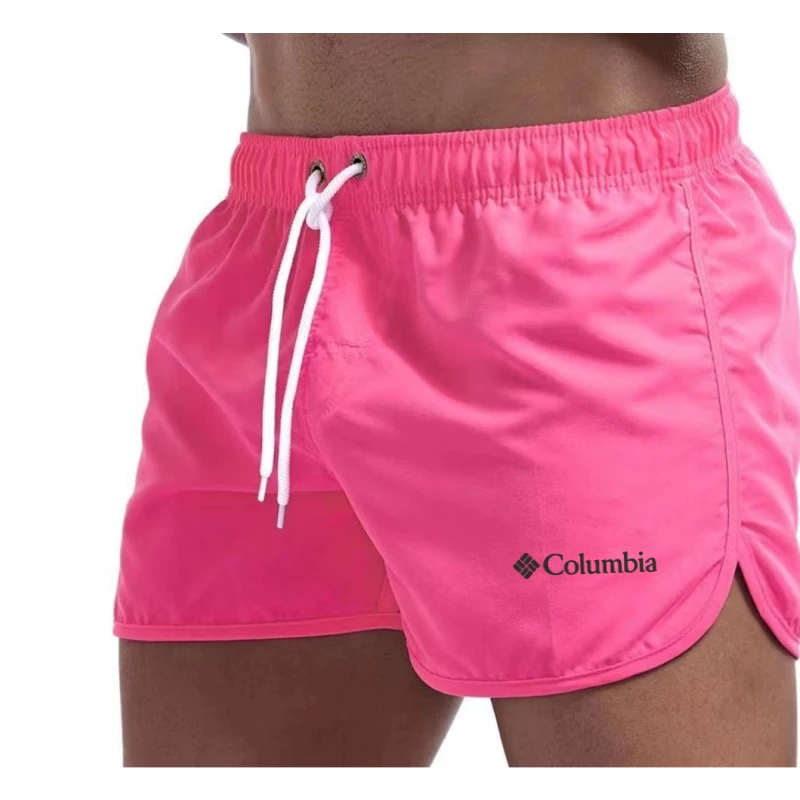 Summer men's swim trunks, quick drying beach shorts, breathable drawstring surfing beach swimsuits