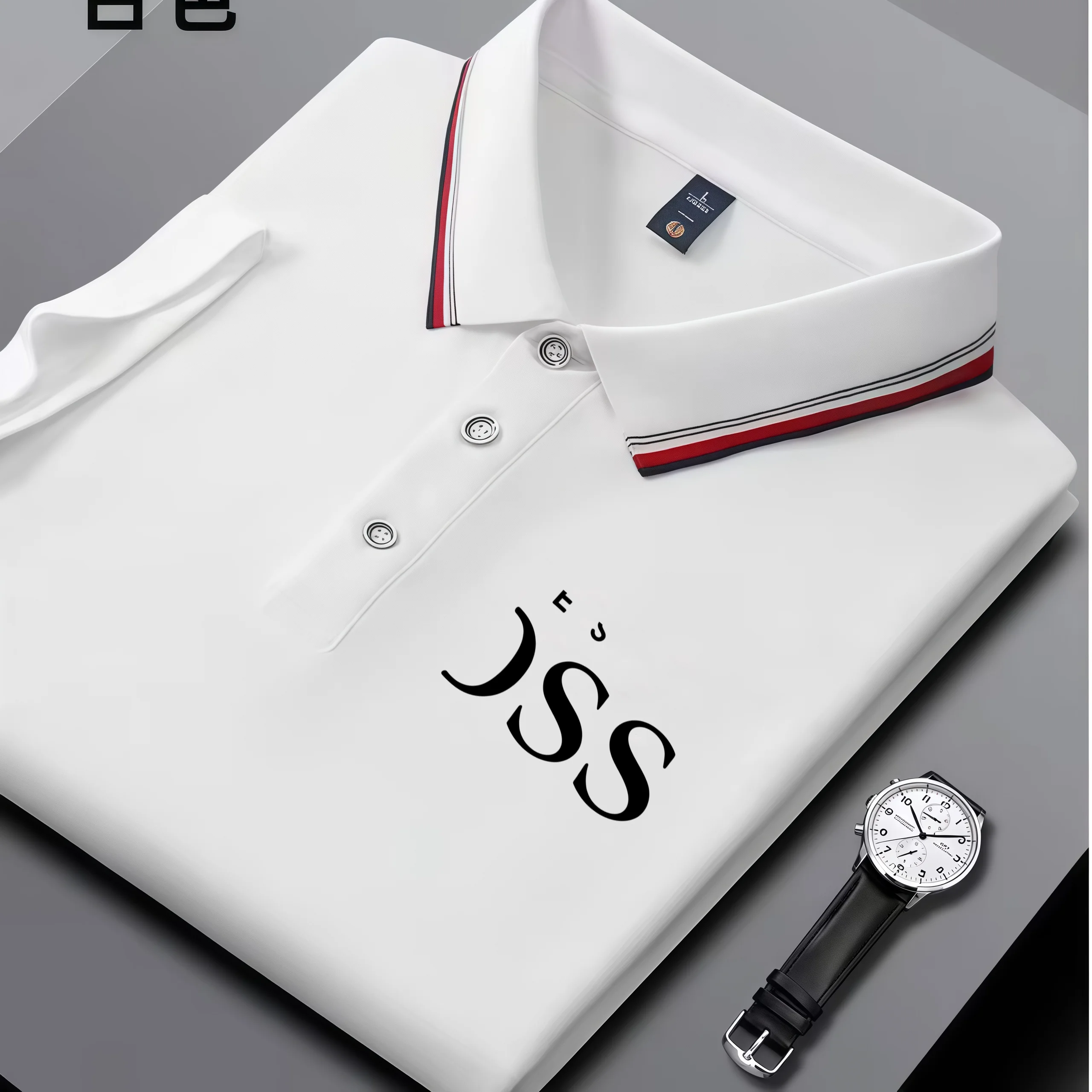 2026 men's multi color lapel shirt with trendy print, striped collar, summer breathable casual business top