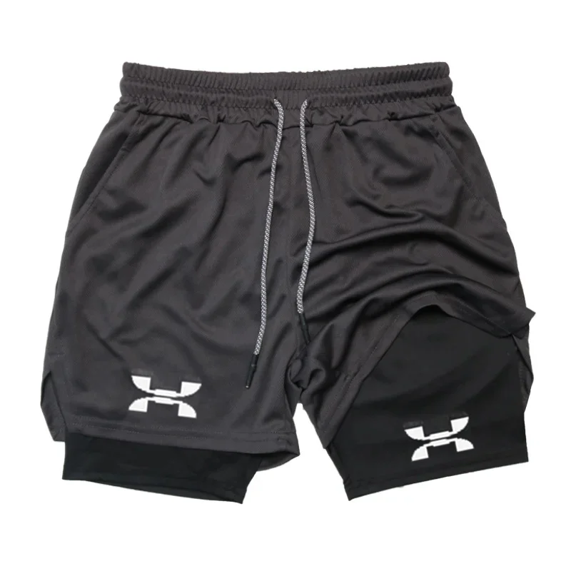 New Running Shorts Men Gym Sports Shorts 2 in 1 Quick Drying Workout Boxing Training Bottoms Fitness Jogging Short Pants Summer