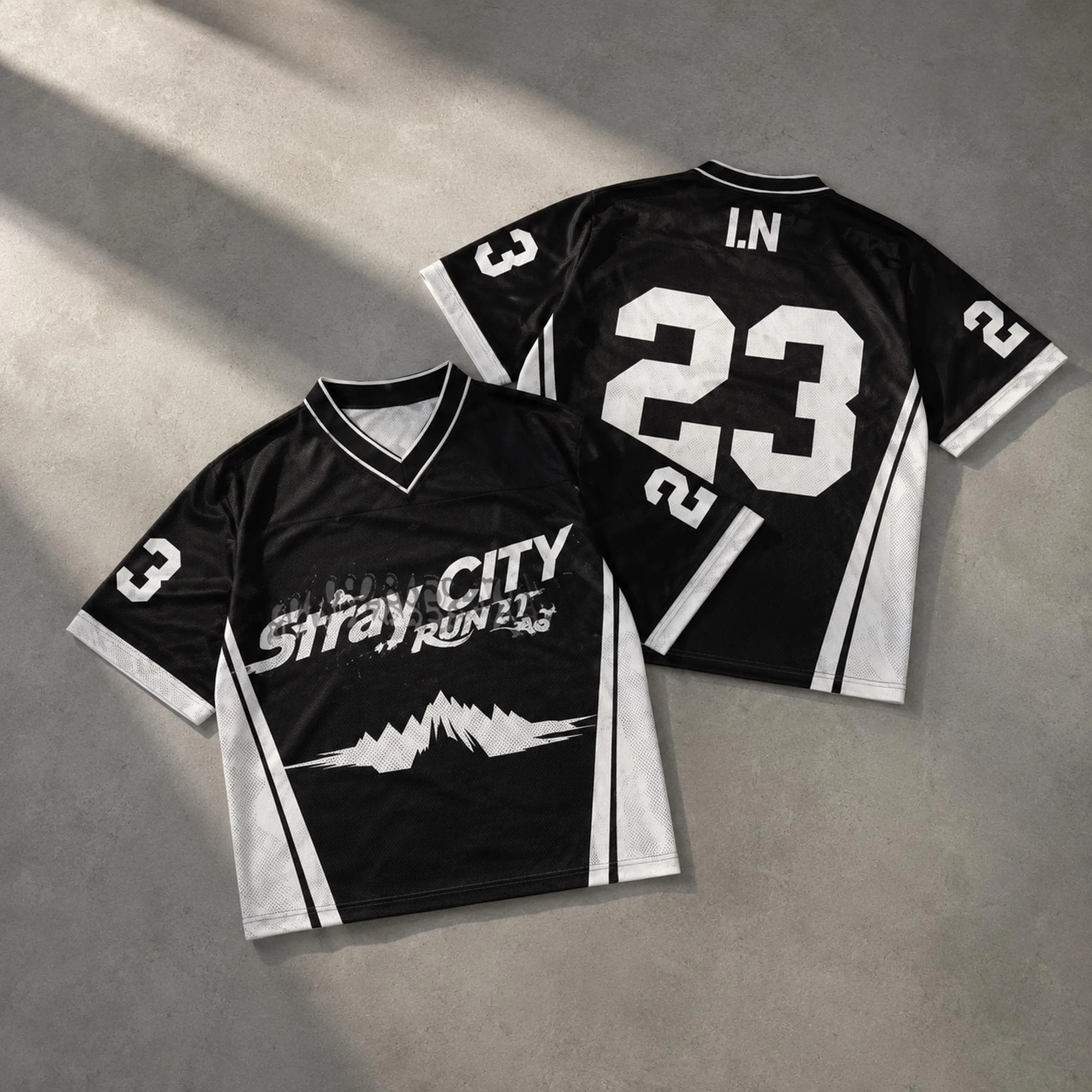 Black White Stray City Bang Chan #03 V-neck Jersey Short Sleeve T-shirt Men Women Kpop Concert Fan Letter Streetwear Sports Tee