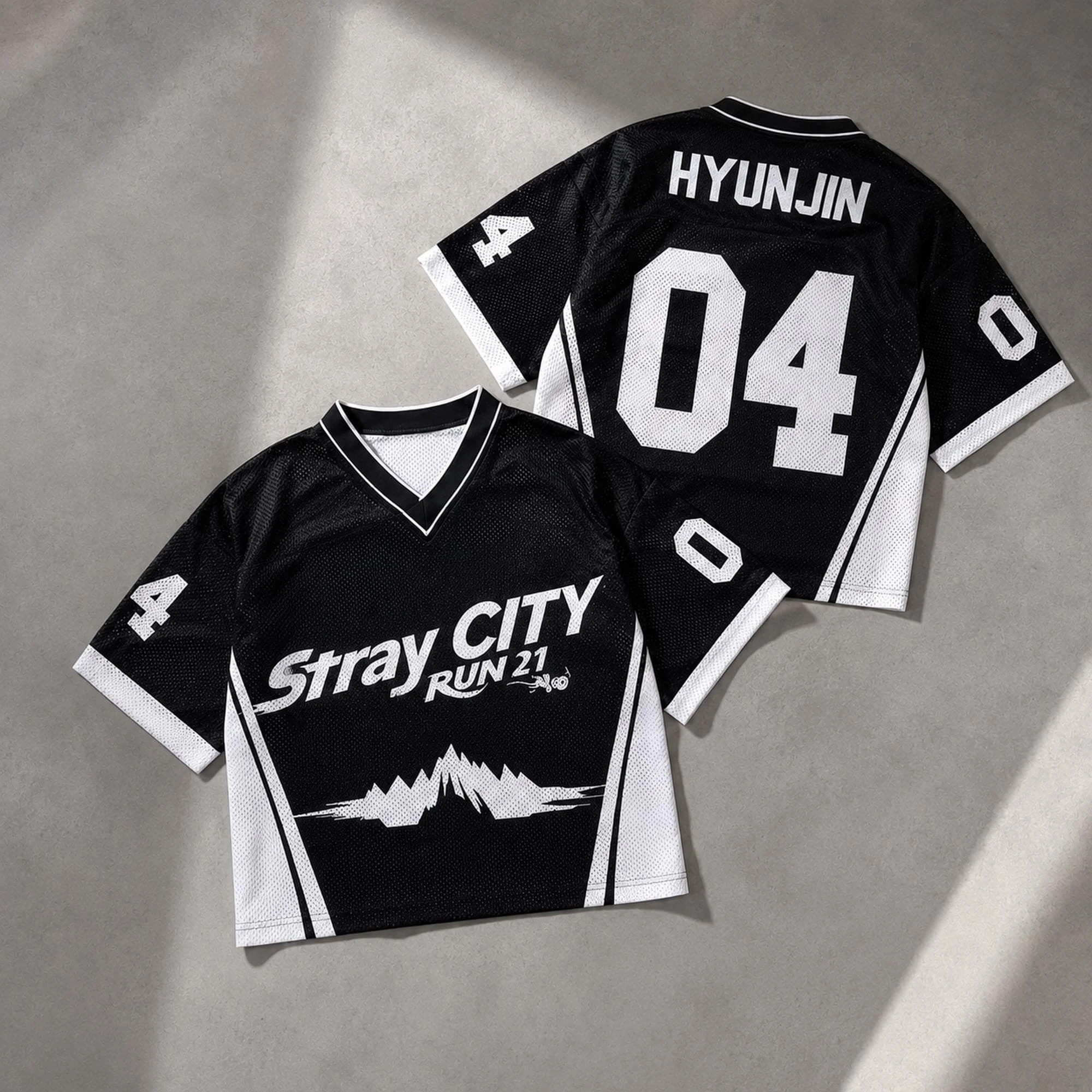 Black White Stray City Bang Chan #03 V-neck Jersey Short Sleeve T-shirt Men Women Kpop Concert Fan Letter Streetwear Sports Tee