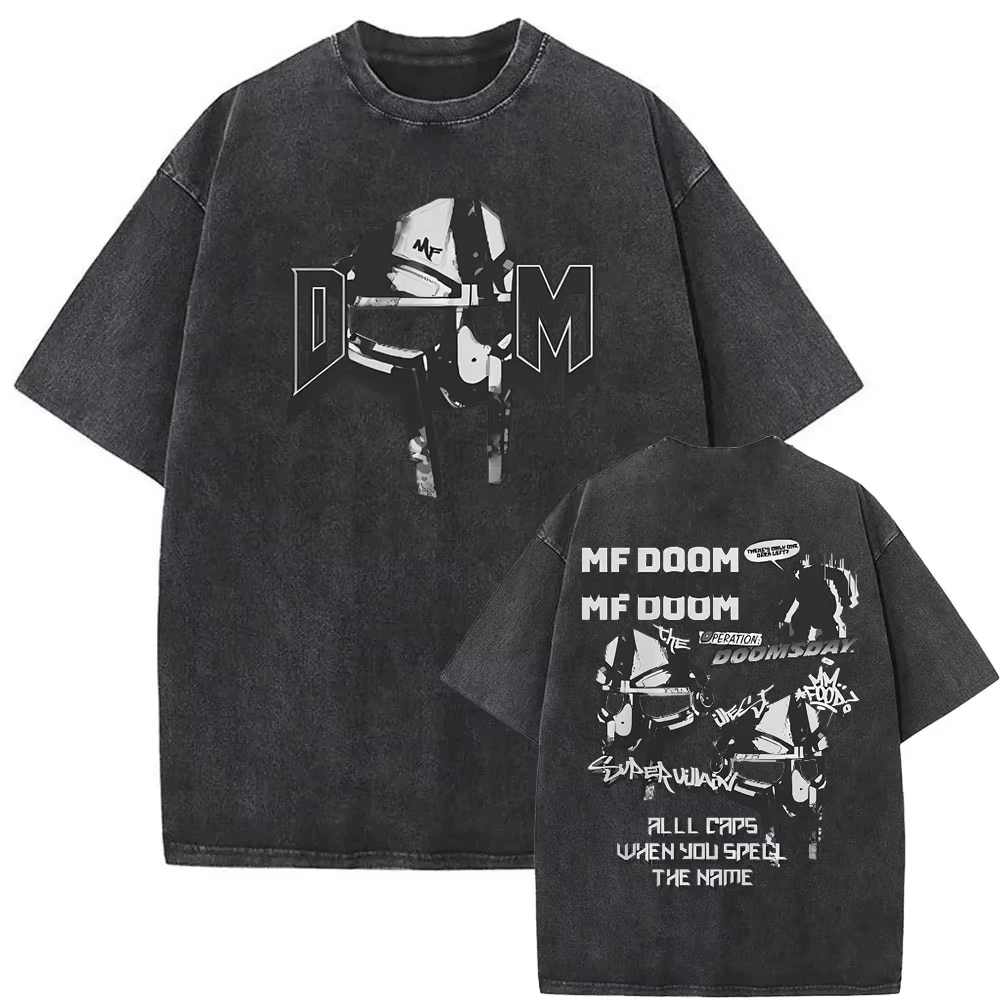 2025 Washed Vintage Rapper Mf Doom MM FOOD Graphic Print Tshirt Men Women Hip Hop Fashion T-shirts Male Casual