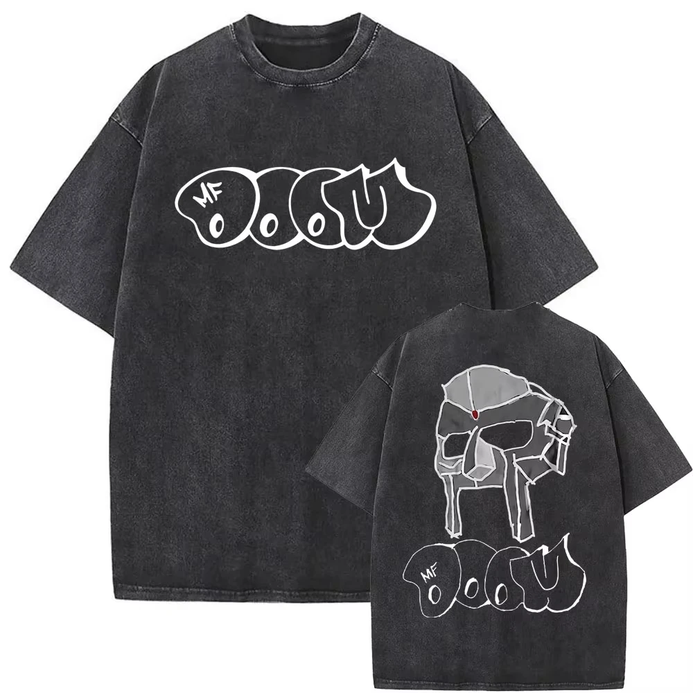 2025 Washed Vintage Rapper Mf Doom MM FOOD Graphic Print Tshirt Men Women Hip Hop Fashion T-shirts Male Casual
