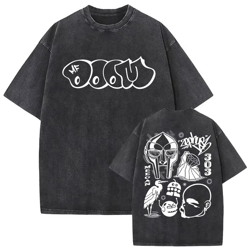 2025 Washed Vintage Rapper Mf Doom MM FOOD Graphic Print Tshirt Men Women Hip Hop Fashion T-shirts Male Casual