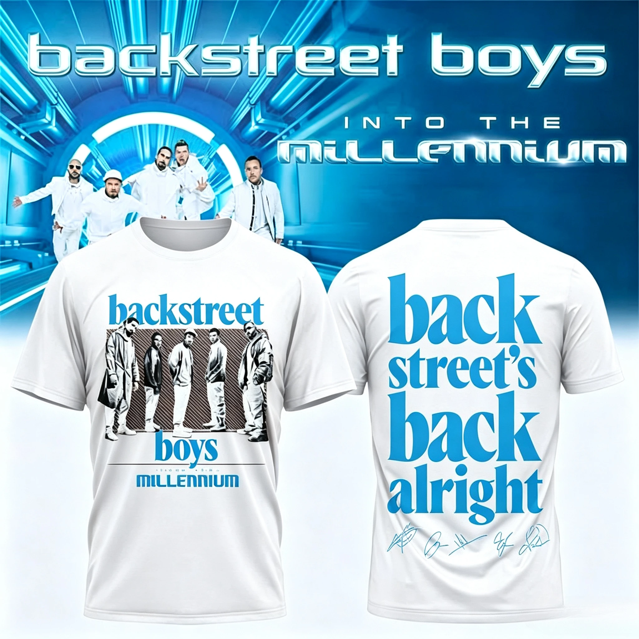 Vintage Backstreet Boys Tour T Shirt Into The Millennium Las Vegas Unisex Oversized Streetwear Short Sleeve Top
