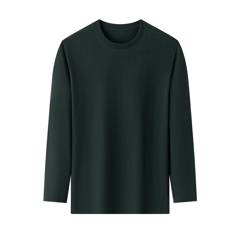 Men's Solid Color round Neck Long Sleeve T-Shirt Cotton Summer Comfortable Breathable Casual Top in Various Colors