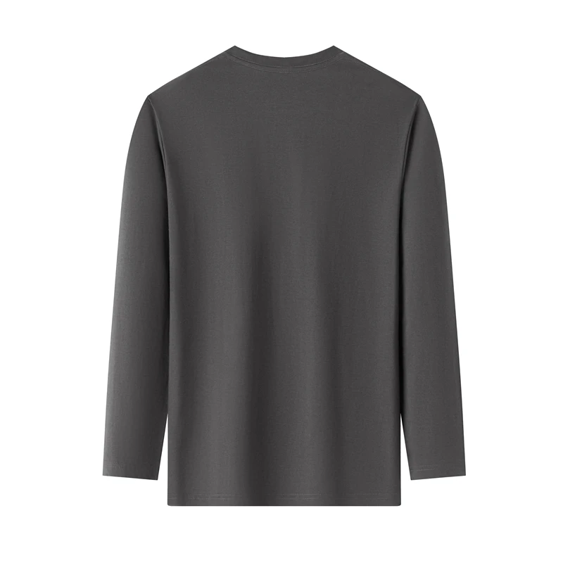Men's Solid Color round Neck Long Sleeve T-Shirt Cotton Summer Comfortable Breathable Casual Top in Various Colors