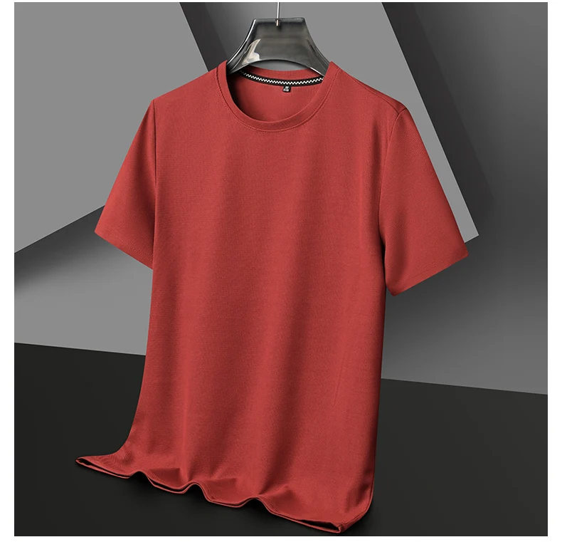 Men's New Summer Waffle round Neck Short Sleeve T-Shirt Comfortable Breathable Short-Sleeved Top for Casual Wear