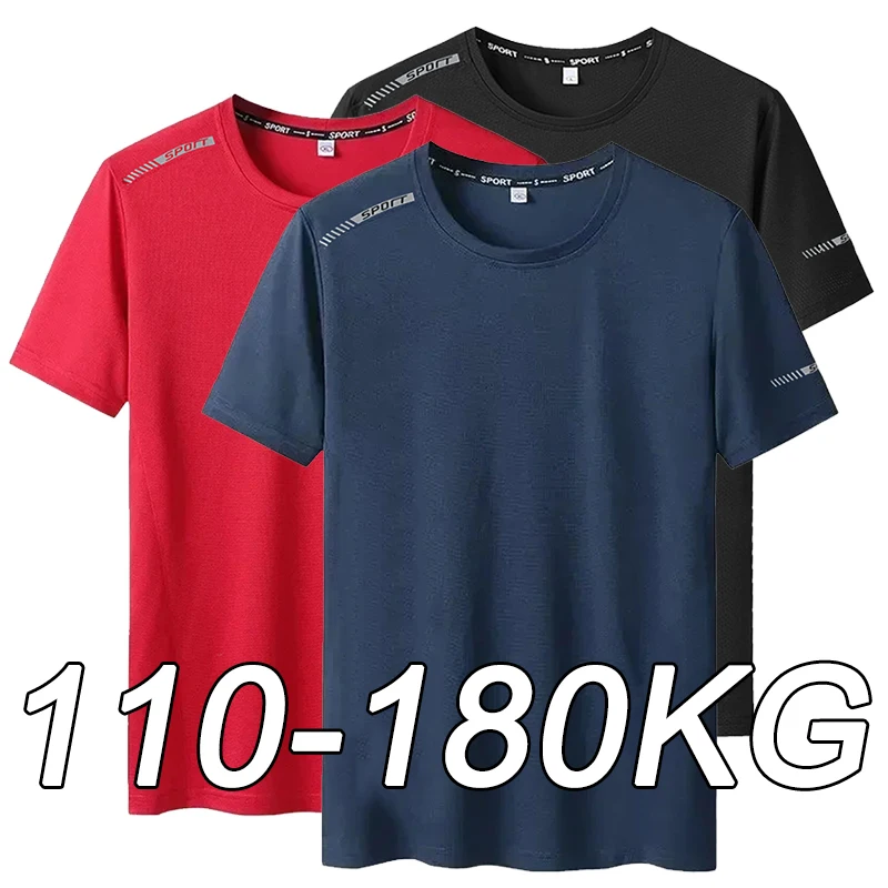 Plus Size 5XL 6XL 7XL Men's T-Shirts Quick Dry Short Sleeve Tees Gym Jerseys Fitness Trainer Running Top Sportswear Male Clothes