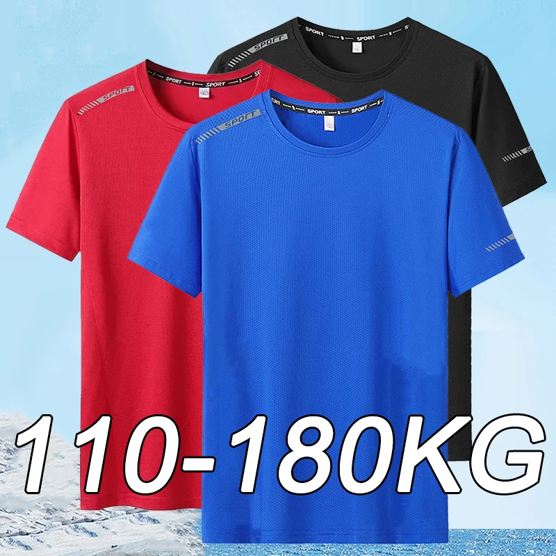 Plus Size 5XL 6XL 7XL Men's T-Shirts Quick Dry Short Sleeve Tees Gym Jerseys Fitness Trainer Running Top Sportswear Male Clothes