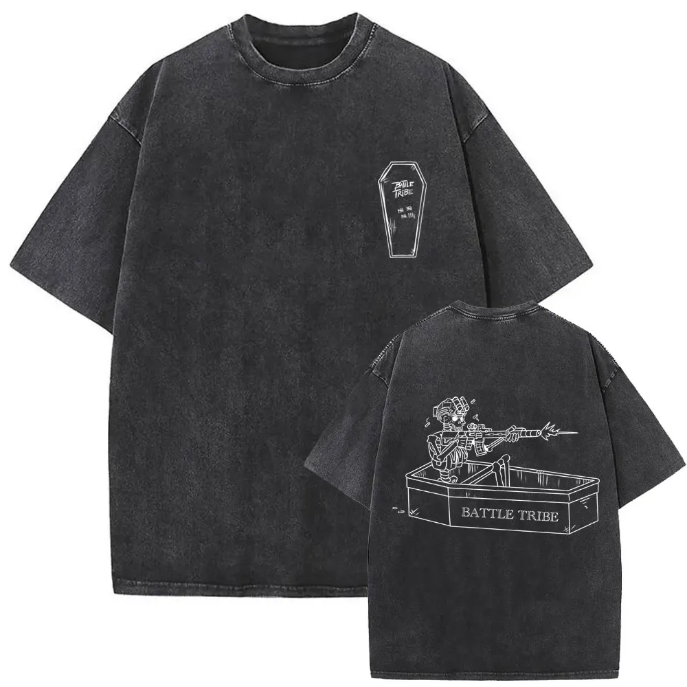 Forward Observations Group Vintage Washed T-shirt Skeleton Graphic T Shirts Men Women Fashion Oversized T-shirts Male Streetwear