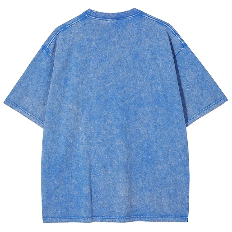 Vintage Washed Men's Snowflake T-shirt Casual Streetwear Summer Short Sleeved T-shirt