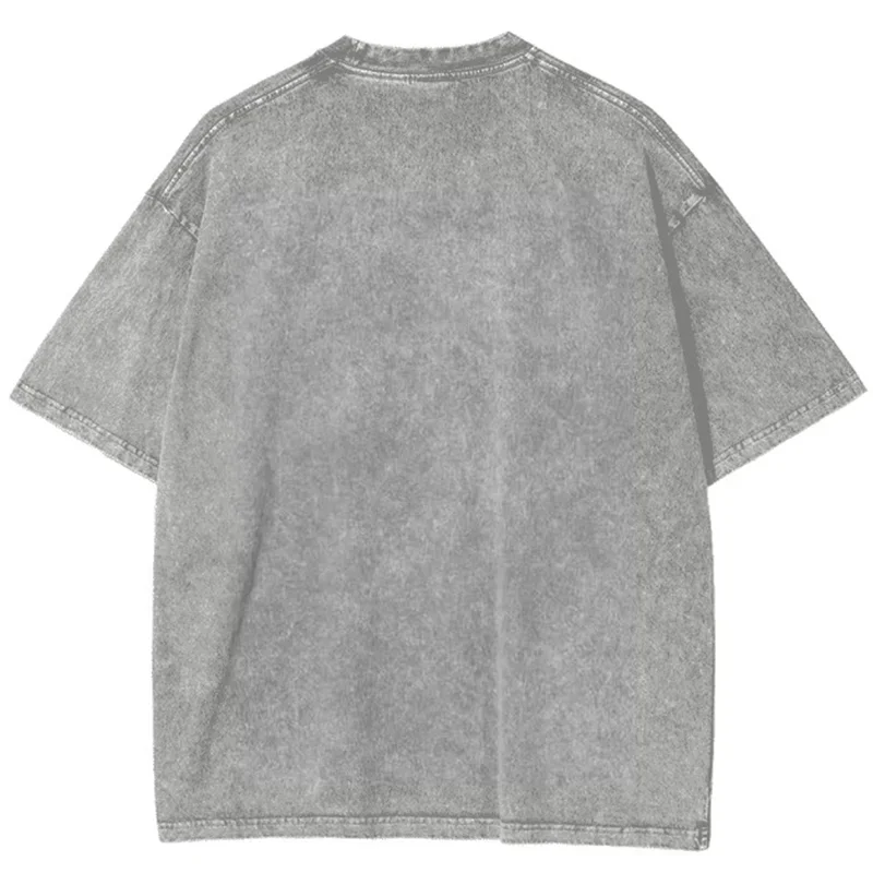 Vintage Washed Men's Snowflake T-shirt Casual Streetwear Summer Short Sleeved T-shirt
