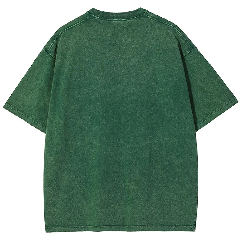 Vintage Washed Men's Snowflake T-shirt Casual Streetwear Summer Short Sleeved T-shirt