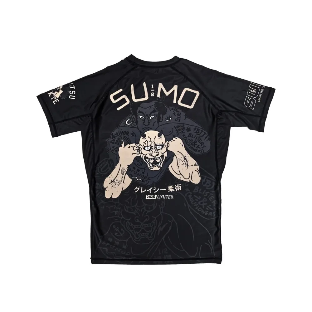 2026 New Japanese Jiu-Jitsu Hannya Theme Anti-Abrasion T-shirt Breathable Quick-Drying Sports Training Suit Men's Sports Tees