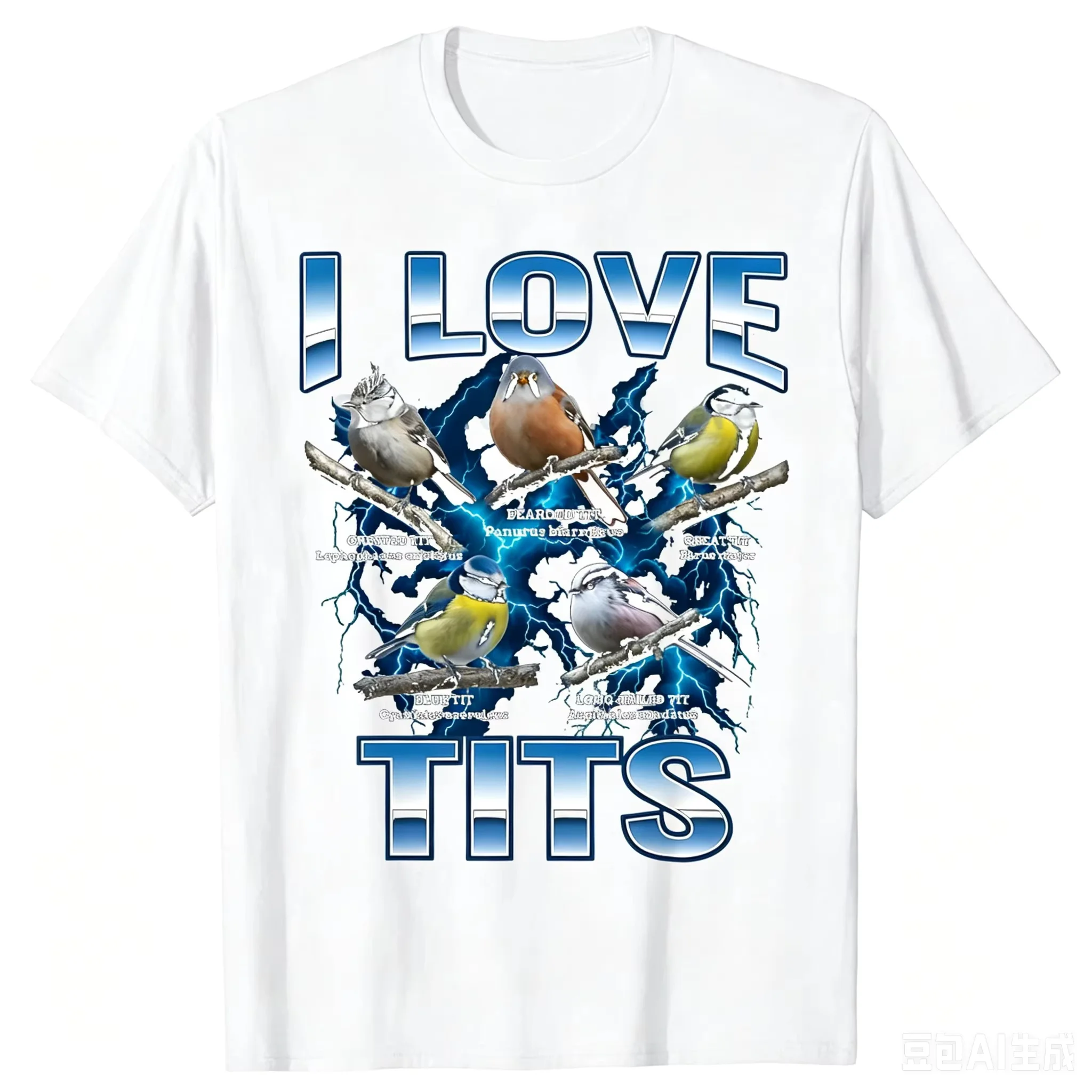 Funny Bird Meme I Love Tits Birdwatching Retro T-shirts Men Print Tshirt Loose Oversized Streetwear Hip Hop Unisex T Shirt