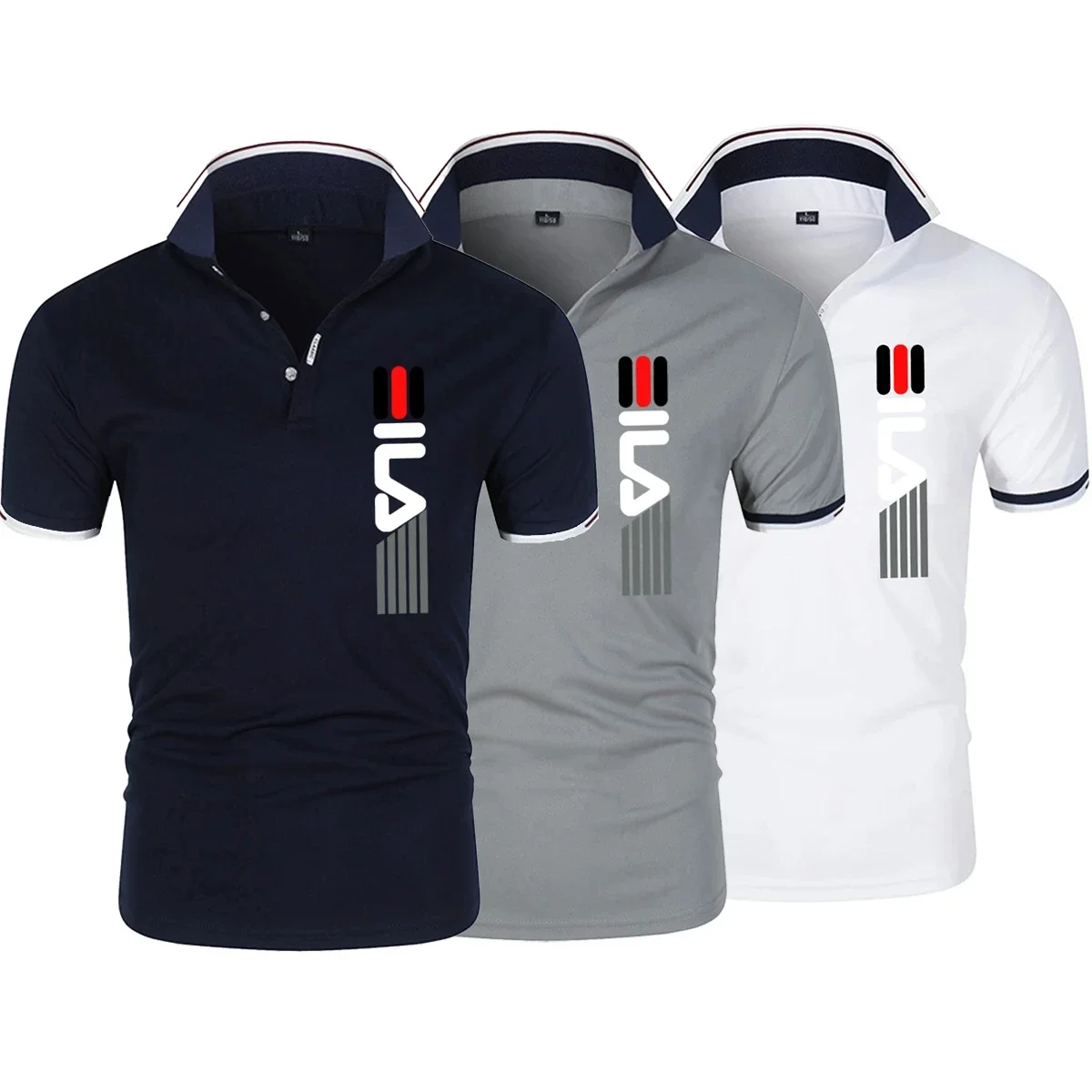 2025 Summer New Men's Lapel Anti-pillin Polo Shirt Printing Short Sleeve Casual Business Fashion Slim Fit Polo Shirt for Men