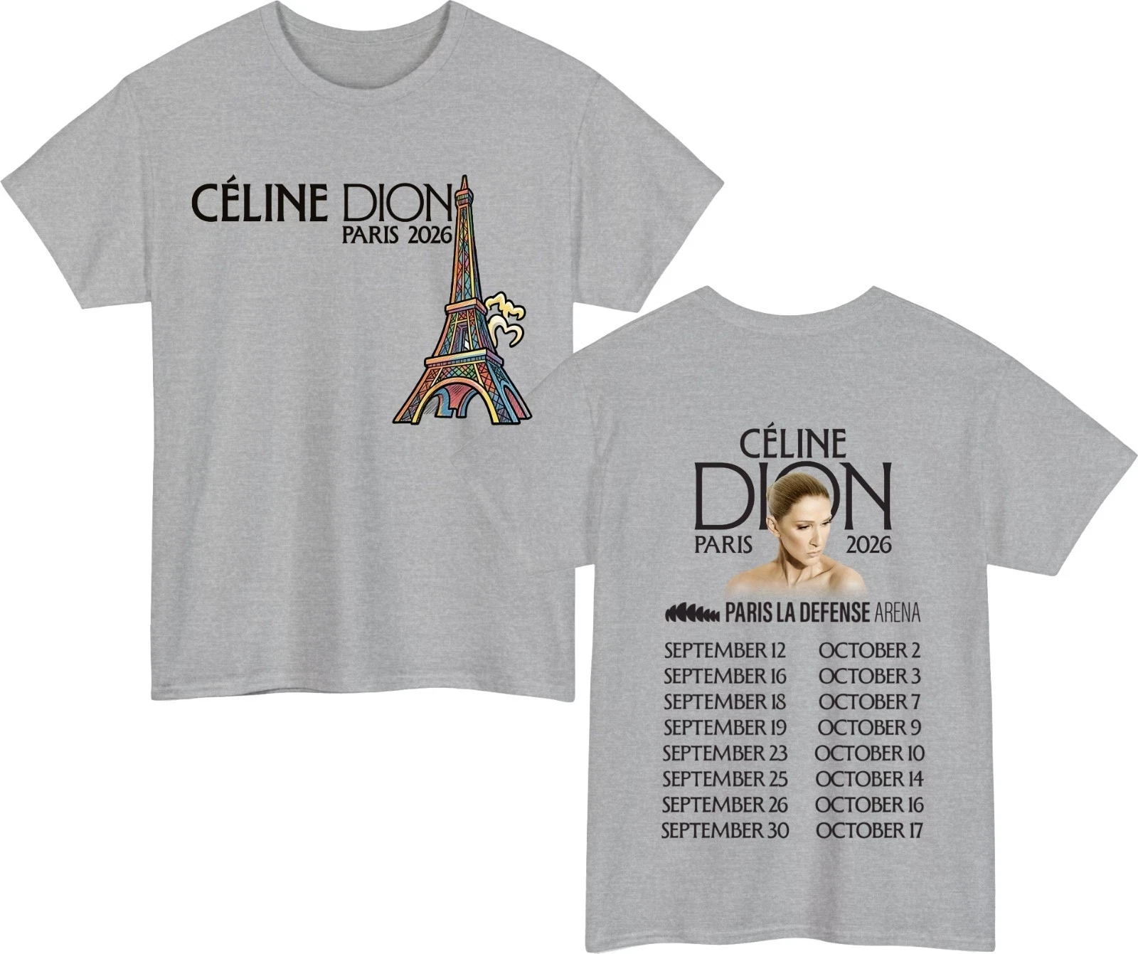 Celine Dion Paris 2026 Fan Tour Gift T-shirt Men Women 2026 Summer New Fashion Men's T-shirt Pop music Streetwear Hip Hop Tees