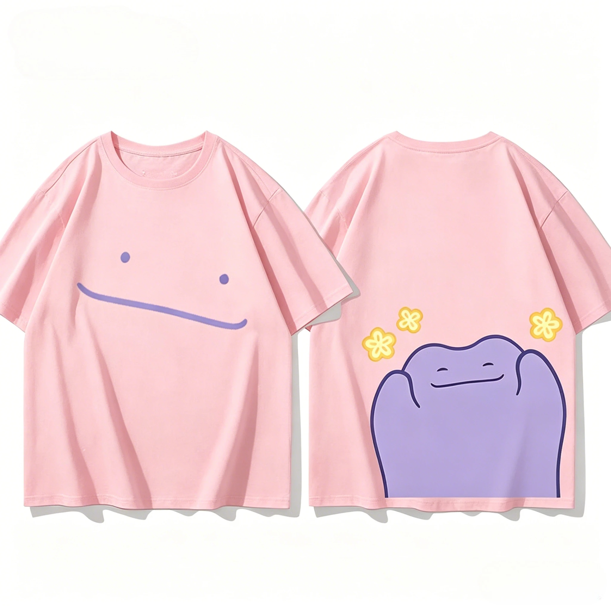 Pokemon 30th Anniversary Ditto Front and Back Printed T-shirt for Men's and Women's New Summer Style Y2K Harajuku Style T Shirt
