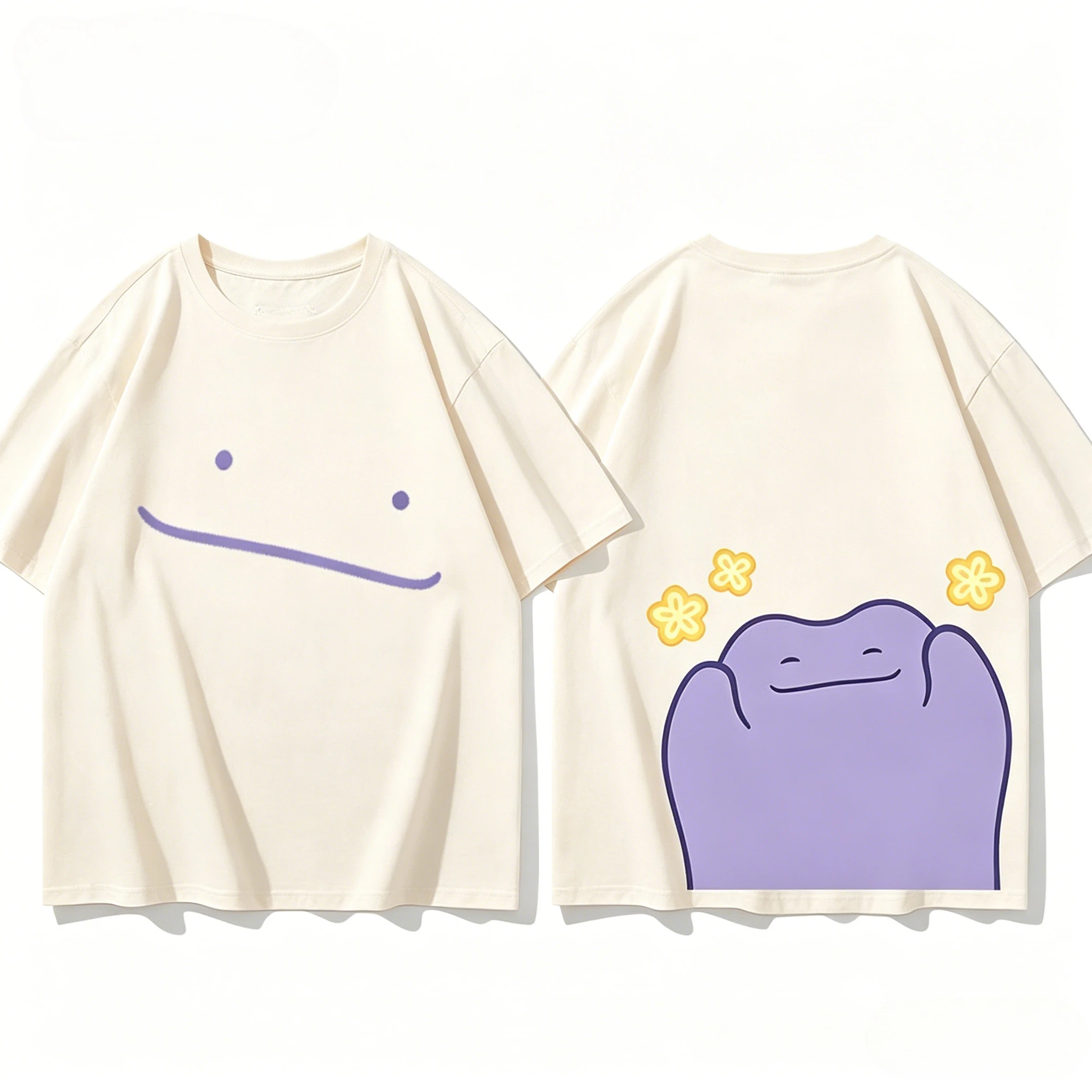 Pokemon 30th Anniversary Ditto Front and Back Printed T-shirt for Men's and Women's New Summer Style Y2K Harajuku Style T Shirt