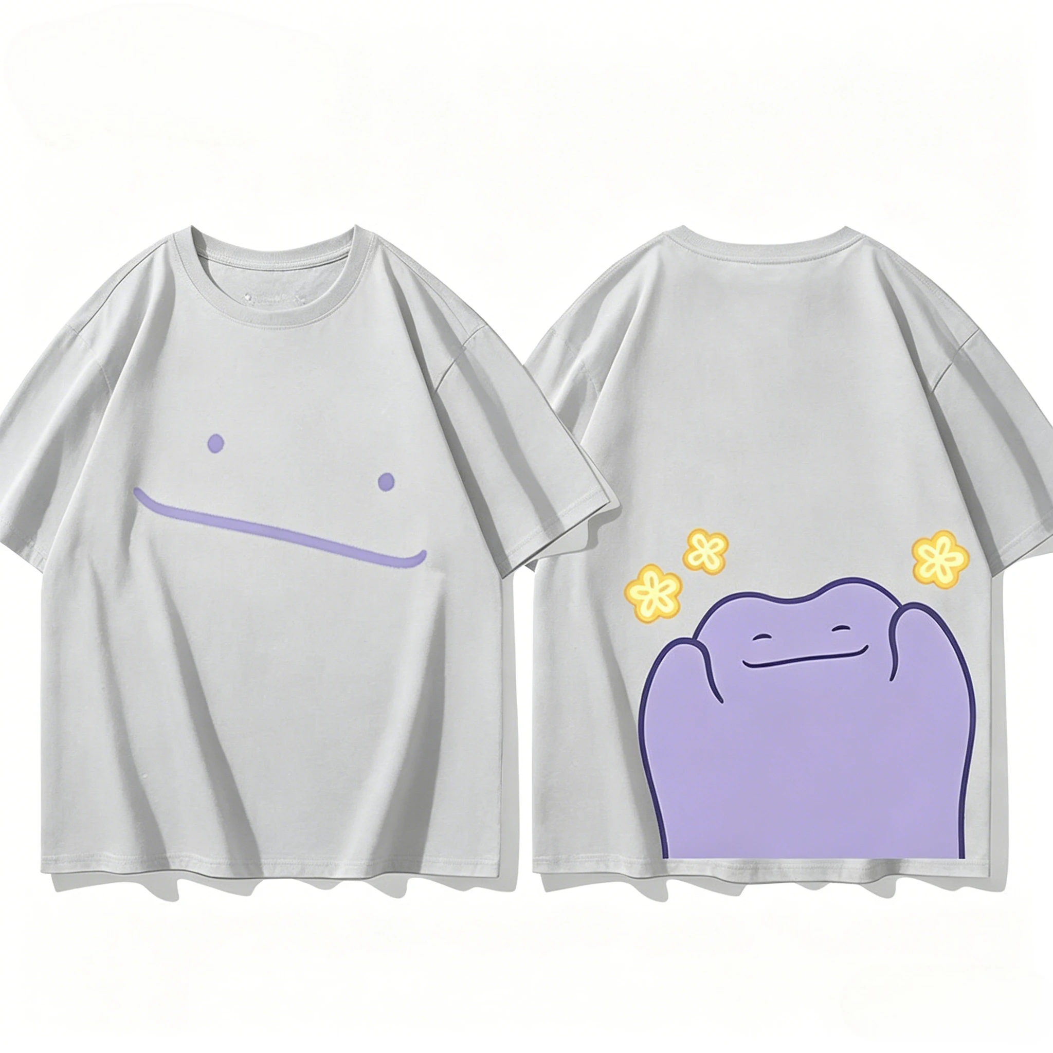 Pokemon 30th Anniversary Ditto Front and Back Printed T-shirt for Men's and Women's New Summer Style Y2K Harajuku Style T Shirt