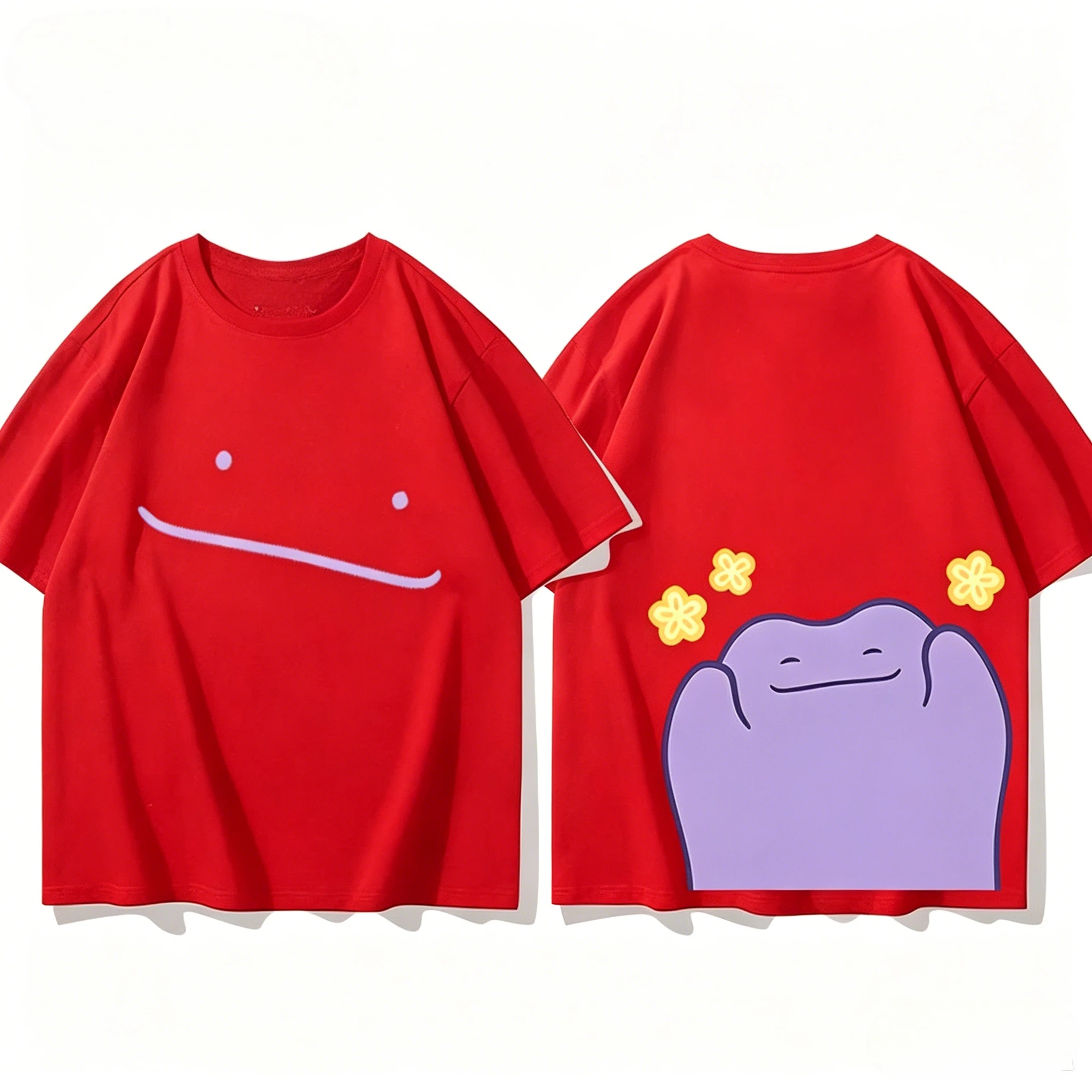 Pokemon 30th Anniversary Ditto Front and Back Printed T-shirt for Men's and Women's New Summer Style Y2K Harajuku Style T Shirt