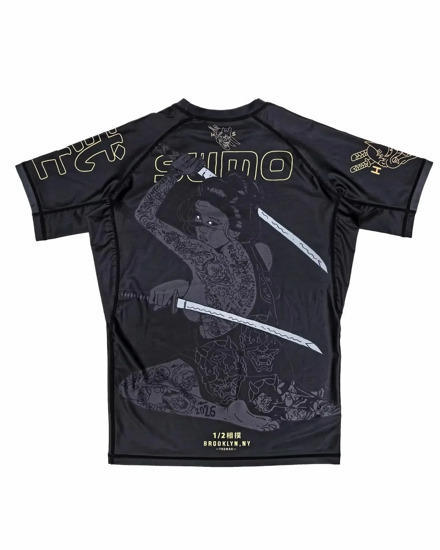 2026 Summer Jiu-Jitsu Anti-Abrasion T-Shirt, Y2K Print Training Quick-Drying Tight-Fitting Short-Sleeve Men's Training Tops